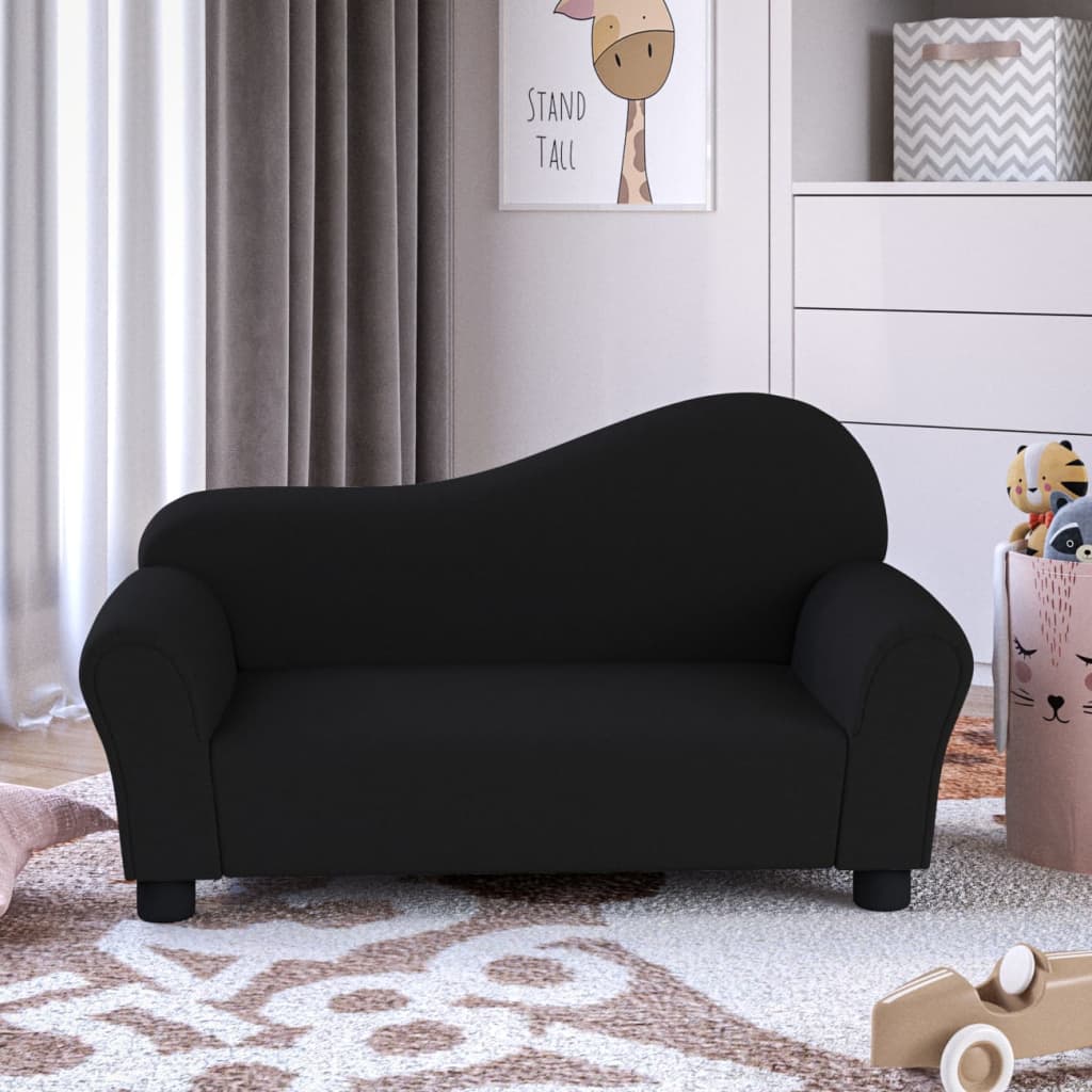 vida XL Kindersofa Schwarz Stoff