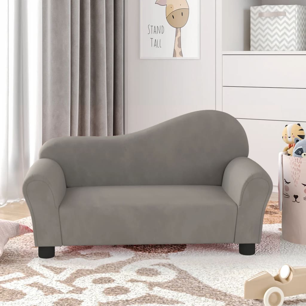 vida XL Kindersofa Hellgrau Samt