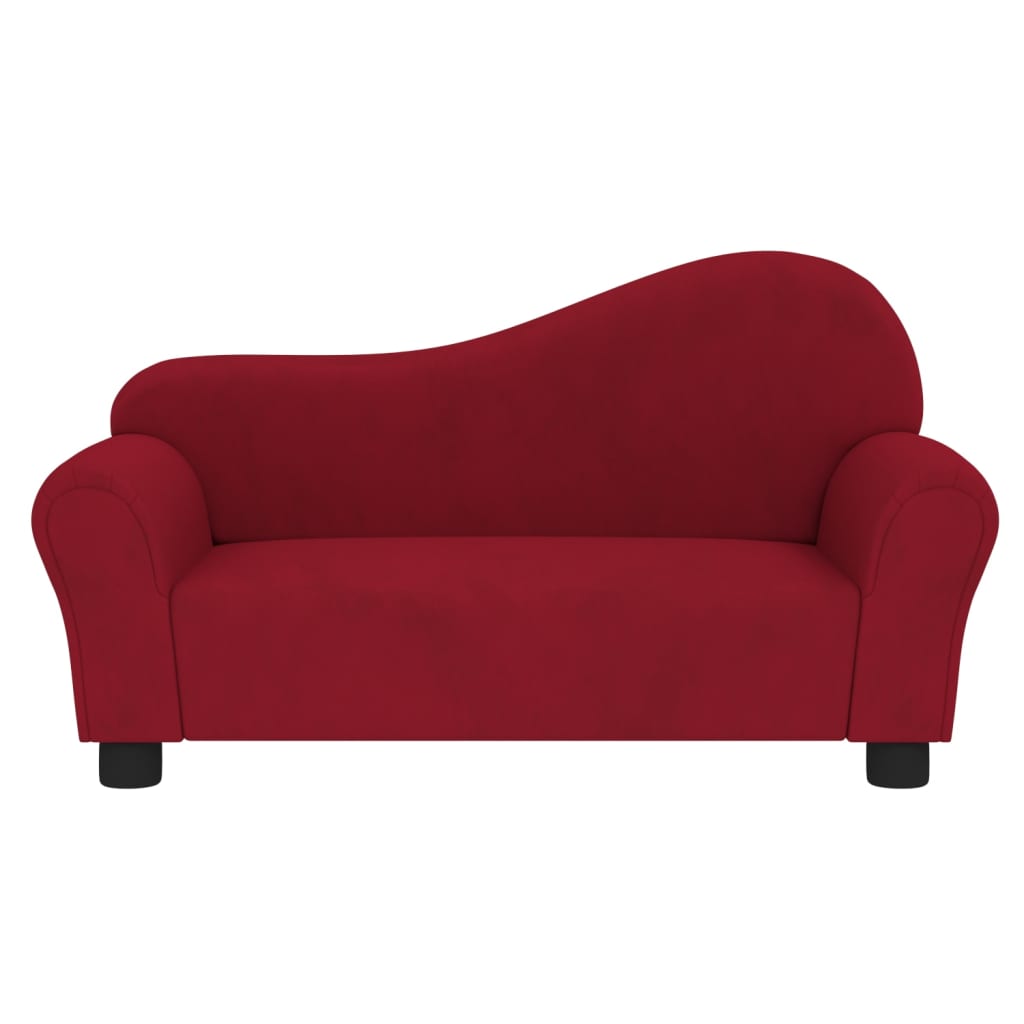 vidaXL Vaikiška sofa, raudonojo vyno spalvos, aksomas