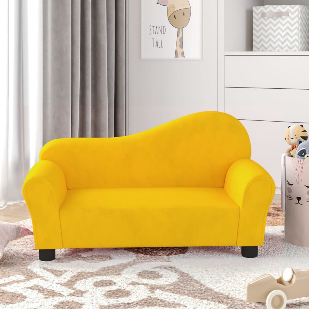 vidaXL Sofá infantil veludo amarelo