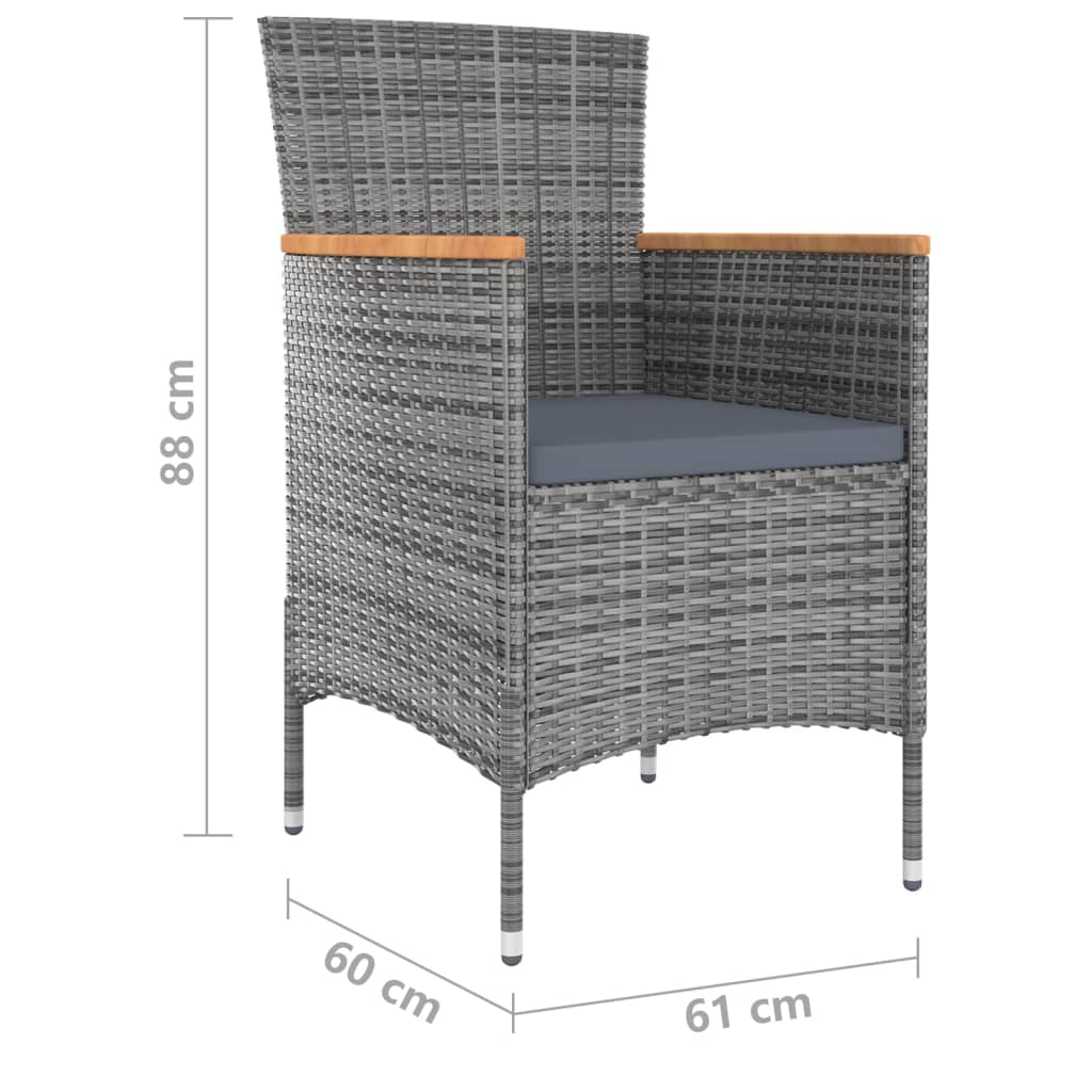 Set mobilier de grădină cu perne, 9 piese, gri