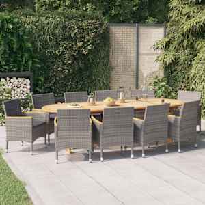 Vrtna jedilna garnitura 11-delna z blazinami siva