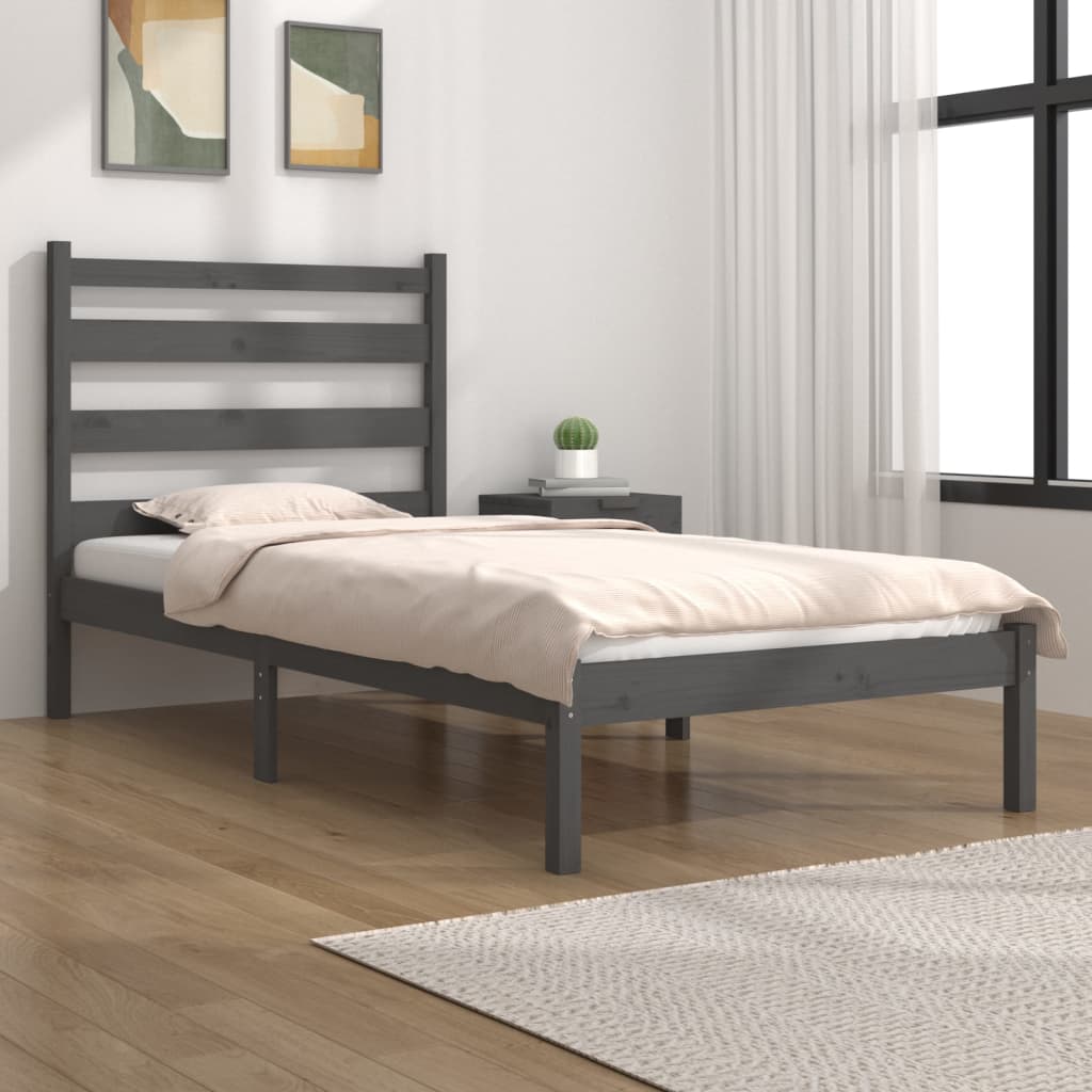 Rám postele šedý masivní borovice 90 x 190 cm Single