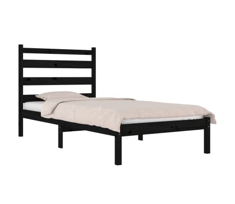vidaXL Sengeramme svart heltre furu 90x190 cm Single