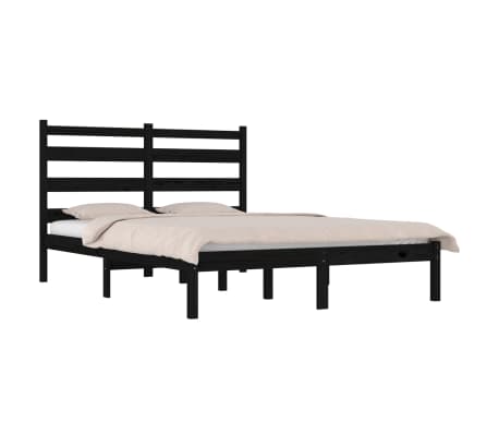 vidaXL Sengeramme svart heltre furu 120x190 cm Small Double