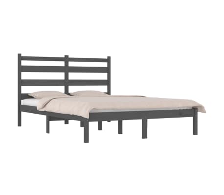 vidaXL Bed Frame without Mattress Grey Solid Wood Pine Double