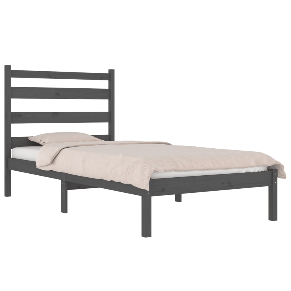 vidaXL Bedframe massief grenenhout grijs 100x200 cm