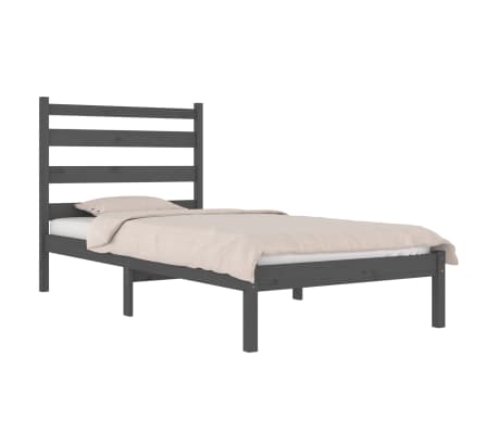 vidaXL Sengeramme grå heltre furu 100x200 cm