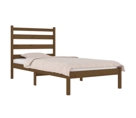 vidaXL Bed Frame without Mattress Honey Brown Solid Wood 100x200 cm (810010+818408)