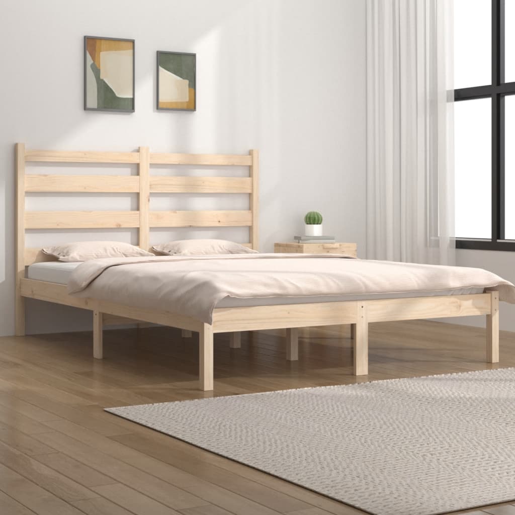 vidaXL Estrutura de cama 5FT King 150x200 cm pinho maciço