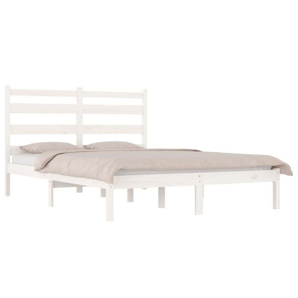 vidaXL Bed Frame White Solid Wood Pine 150x200 cm King Size