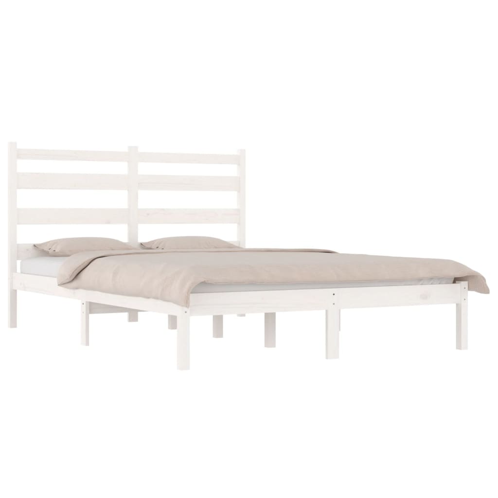 vidaXL Bedframe massief grenenhout wit 200x200 cm afbeelding