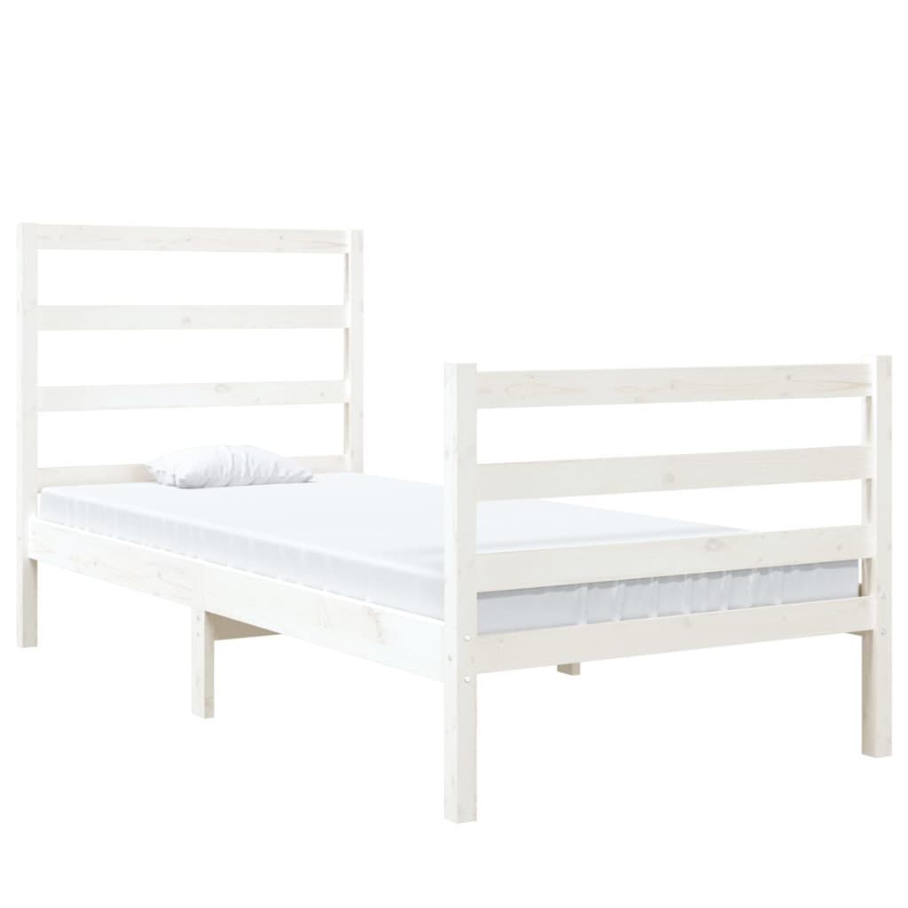 vidaXL Bedframe massief grenenhout wit 75x190 cm 2FT6 Small Single