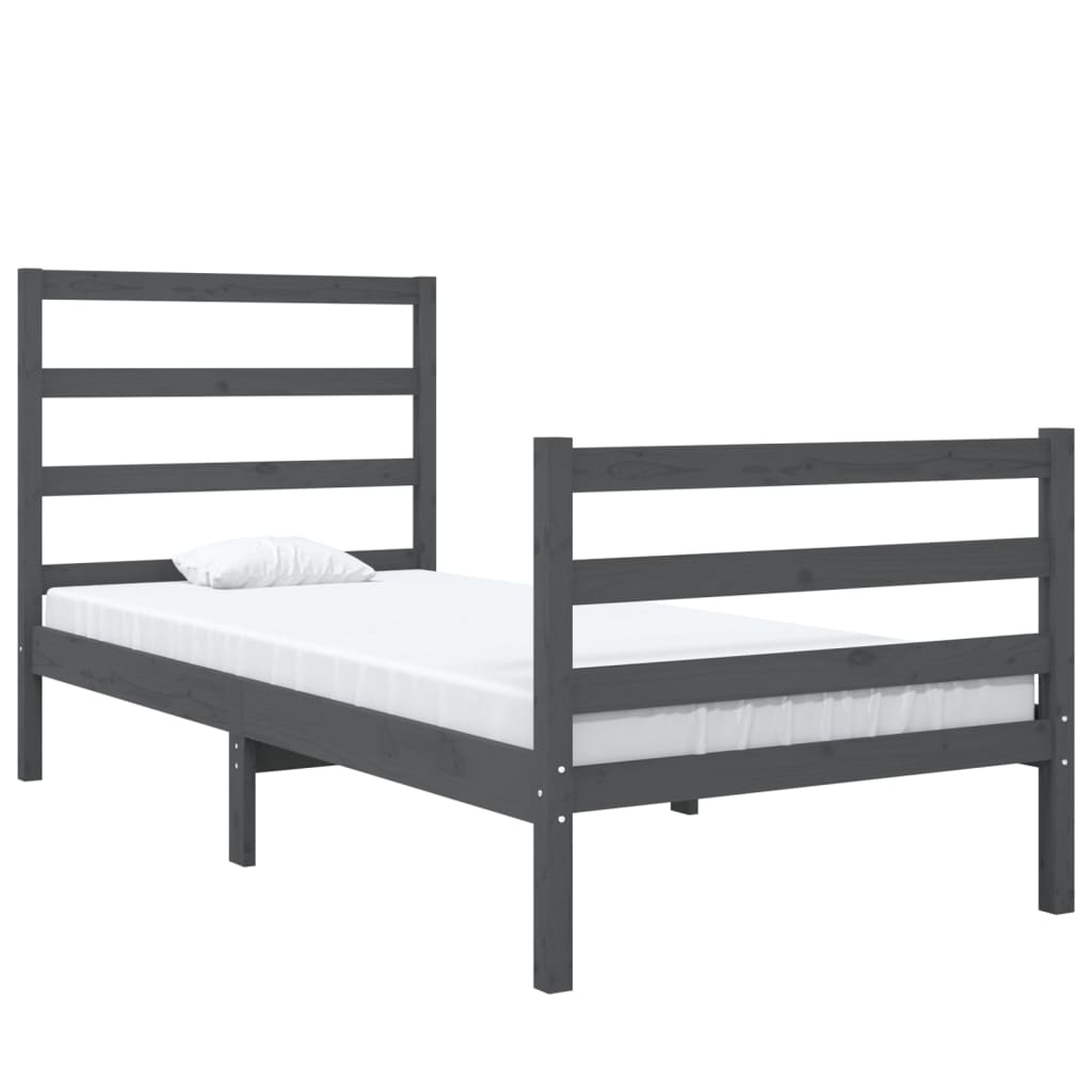 vidaXL Bedframe massief grenenhout grijs 75x190 cm 2FT6 Small Single