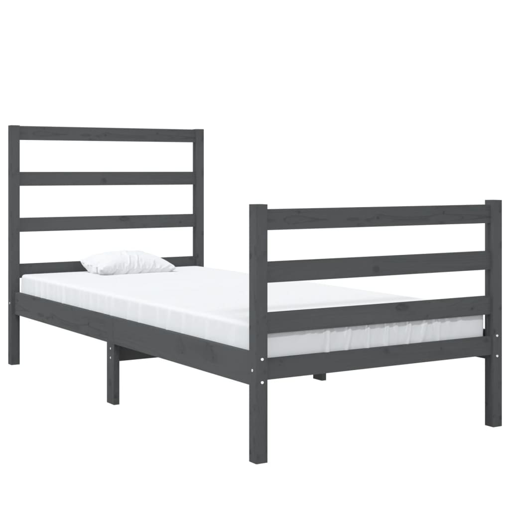 vidaXL Bedframe massief grenenhout grijs 90x190 cm 3FT Single