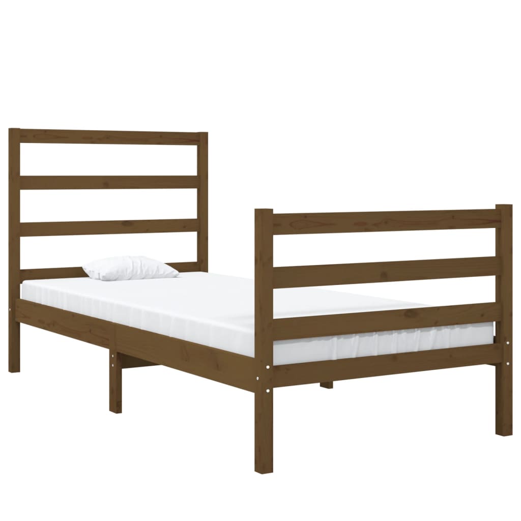 vidaXL Estructura de cama individual madera pino marrón miel 90x190 cm