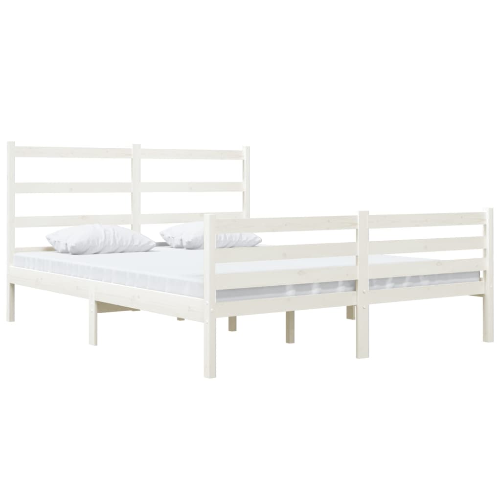 vidaXL Bedframe massief grenenhout wit 120x190 cm 4FT Small Double