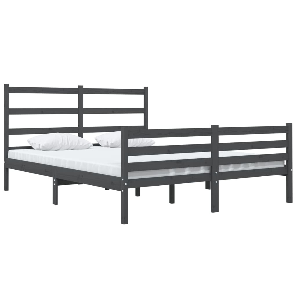 vidaXL Bedframe massief grenenhout grijs 120x190 cm 4FT Small Double