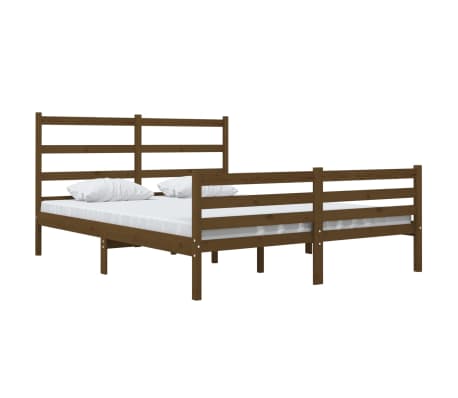 vidaXL Sengeramme honningbrun heltre furu 120x190 cm Small Double