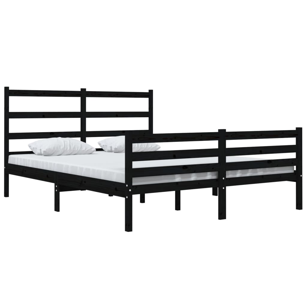 vidaXL Bedframe massief grenenhout zwart 120x190 cm 4FT Small Double