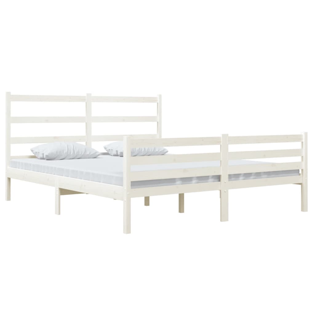 vidaXL Bedframe massief grenenhout wit 135x190 cm 4FT6 Double