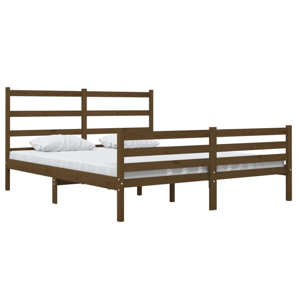 vidaXL Bedframe massief grenenhout honingbruin 135x190 cm 4FT6 Double