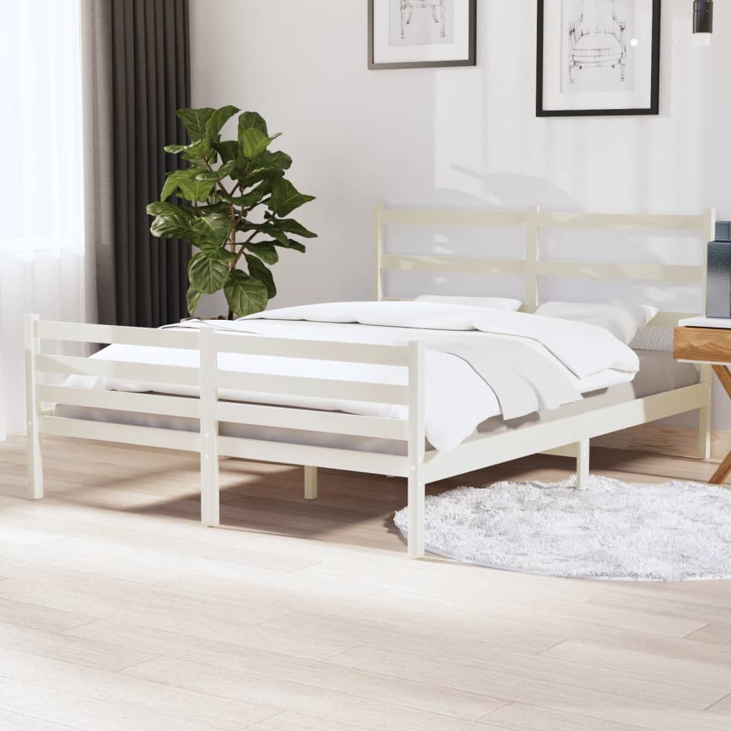 Rám postele masivní borovice 140 x 190 cm bílý