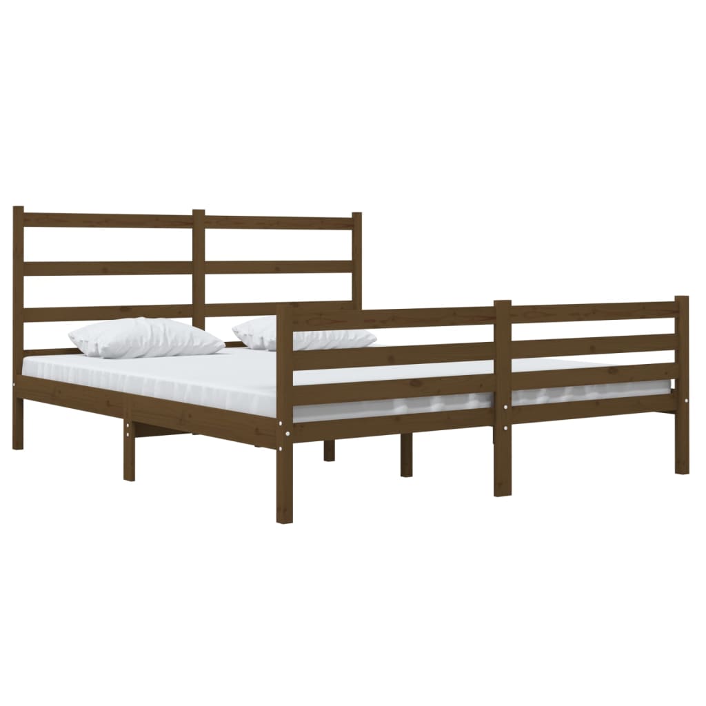 vidaXL Bedframe massief grenenhout honingbruin 140x190 cm