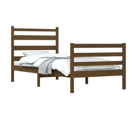 vidaXL Lovos rėmas, medaus rudas, 100x200cm, pu&scaron;ies medienos masyvas