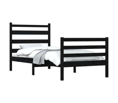 vidaXL Lovos rėmas, juodos spalvos, 100x200cm, pu&scaron;ies medienos masyvas