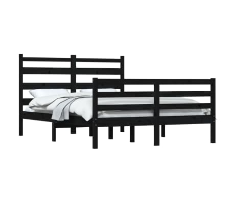 vidaXL Posteljni okvir iz trdne borovine 120x200 cm črna