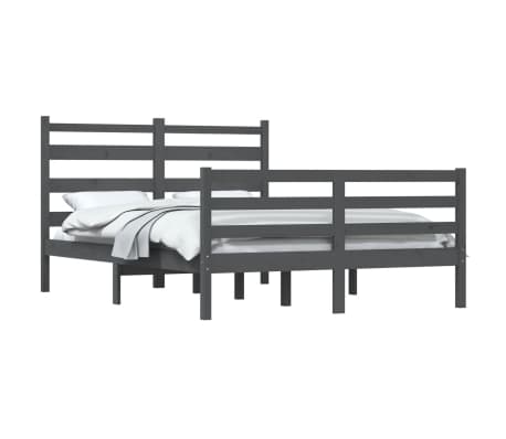 vidaXL gultas rāmis, priedes masīvkoks, 140x200 cm, pelēka