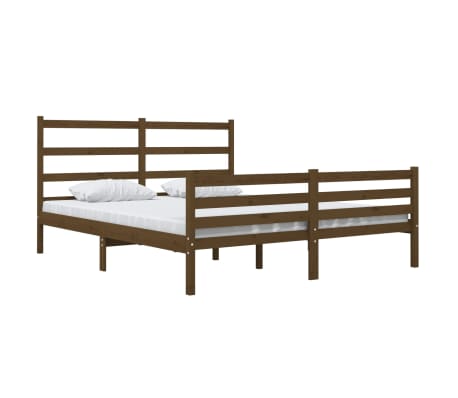 vidaXL Sengeramme honningbrun heltre furu 150x200 cm King Size