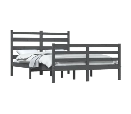 vidaXL Lovos rėmas, pilkos spalvos, 160x200cm, pu&scaron;ies medienos masyvas