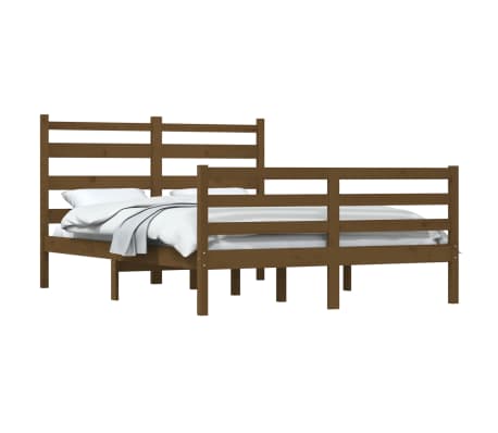 vidaXL Lovos rėmas, medaus rudas, 160x200cm, pu&scaron;ies medienos masyvas