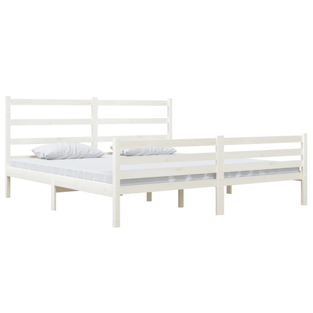 vidaXL Bedframe massief grenenhout wit 180x200 cm 6FT Super King