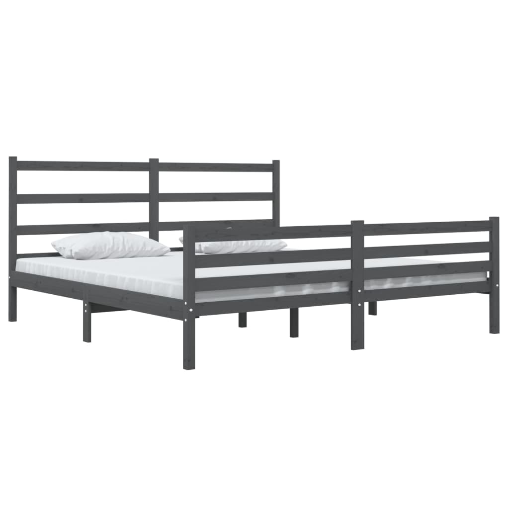 vidaXL Bedframe massief grenenhout grijs 180x200 cm 6FT Super King