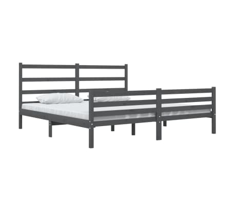 vidaXL Рамка за легло, сива, бор масив, 180x200 cм, Super King