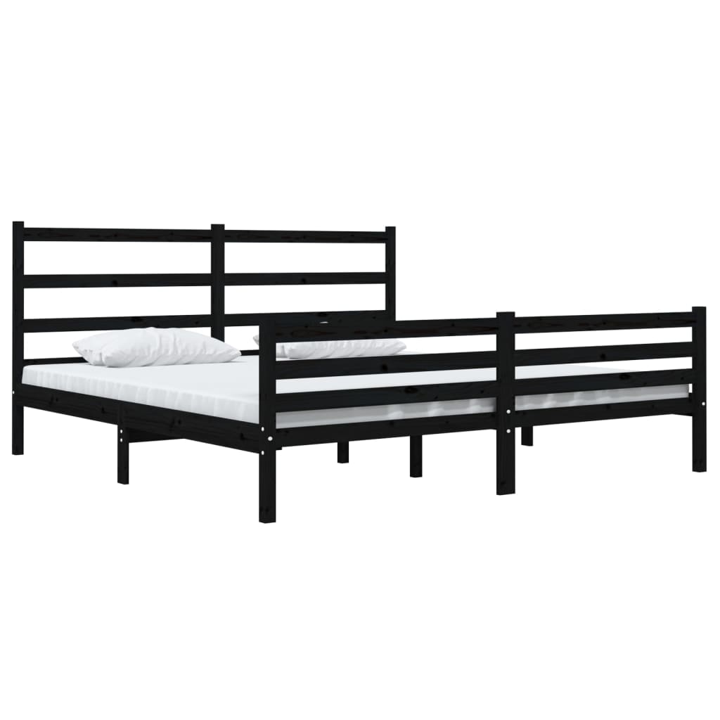 vidaXL Bedframe massief grenenhout zwart 180x200 cm 6FT Super King