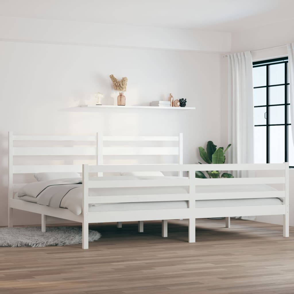 vidaXL Cadru de pat, 200x200 cm, lemn masiv de pin, alb