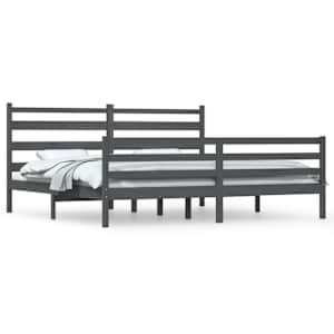 Rám postele masivní borovice 200 x 200 cm šedý - obrázek 2