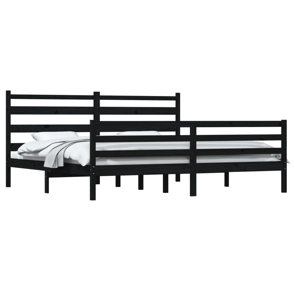 vidaXL Bedframe massief grenenhout zwart 200x200 cm afbeelding