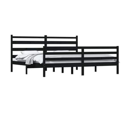 vidaXL gultas rāmis, priedes masīvkoks, 200x200 cm, melns