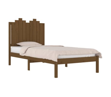 vidaXL Cadre de lit Marron miel Bois pin massif 75x190 cm Petit simple