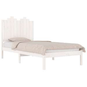 vidaXL Bed Frame without Mattress White Solid Wood Single