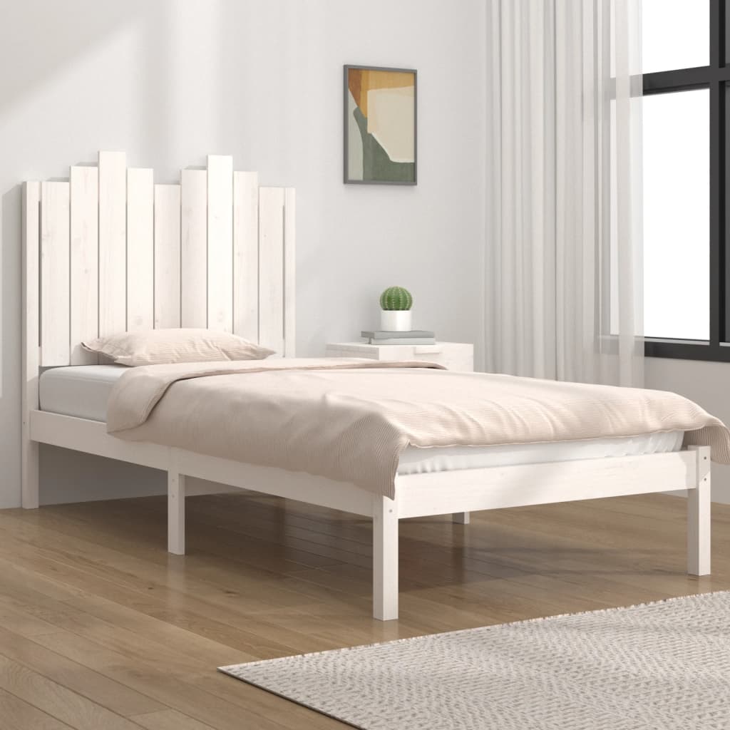 vidaXL Rám postele bílý masivní borovice 90 x 190 cm Single