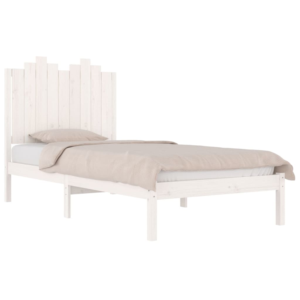 vidaXL Bed Frame White Solid Wood Pine 90x200 cm