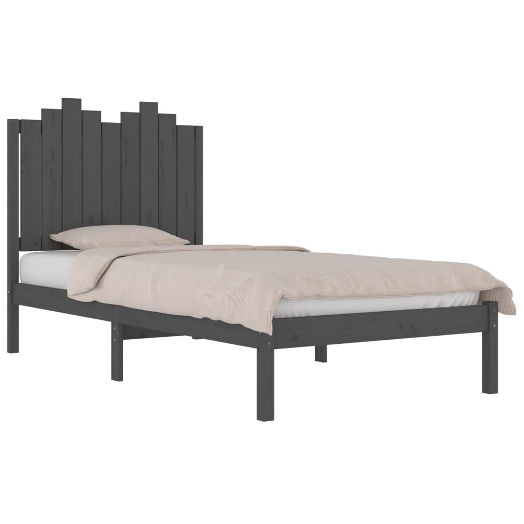 vidaXL Bedframe massief grenenhout grijs 90x200 cm