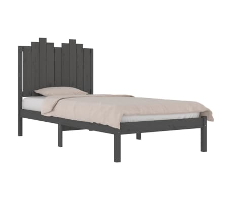 vidaXL Lovos rėmas, pilkos spalvos, 90x200cm, pu&scaron;ies medienos masyvas