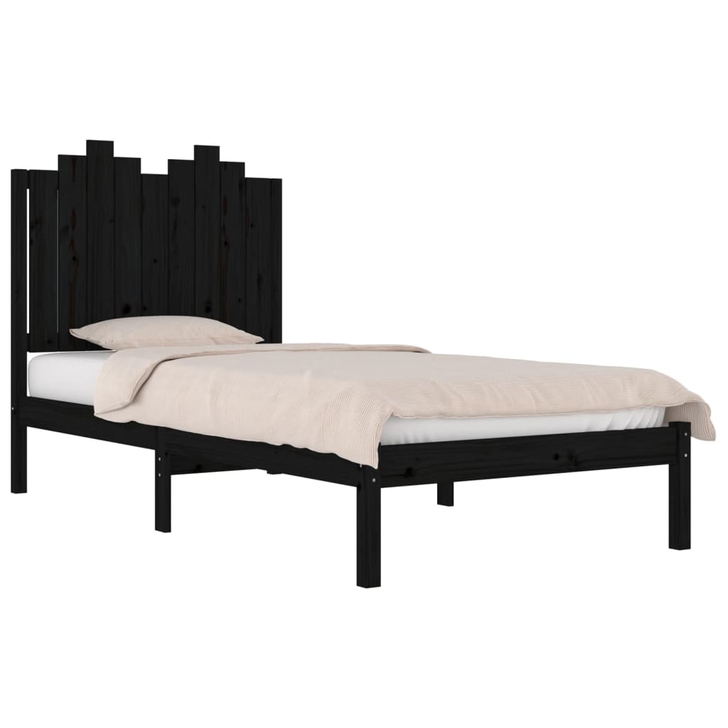 vidaXL Bedframe massief grenenhout zwart 90x200 cm